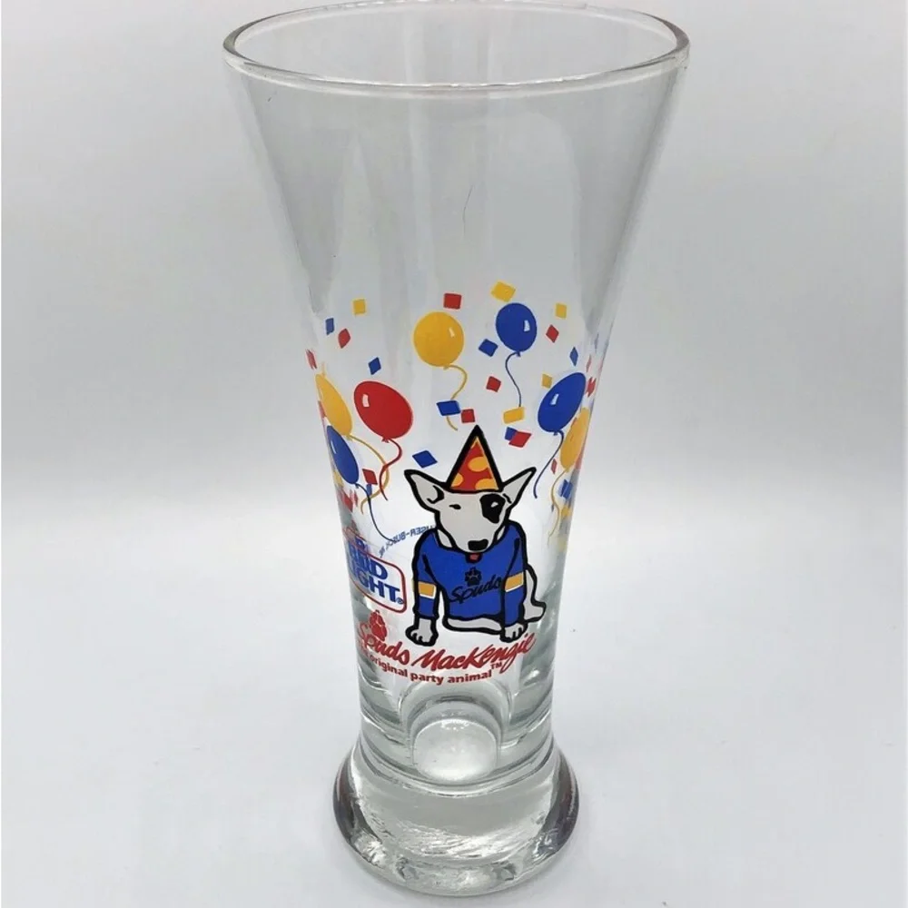 Spuds Mackenzie Bud Light The Original Party Animal 1987 Pilsner Glasses Set(3)